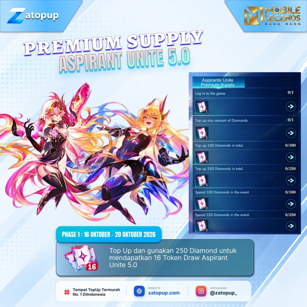 Premium Supply Aspirants 5.0 MLBB Hadir 2 Kali! Bisa Dapat hingga 32 Token Draw